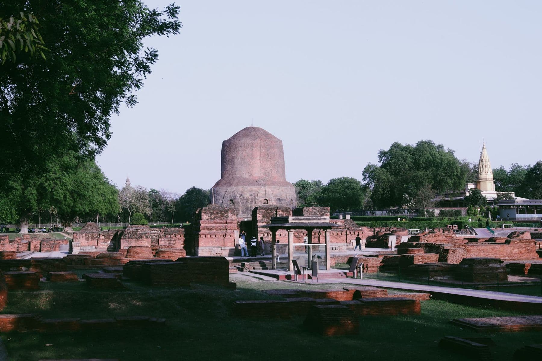 Dhamek Stupa and old monastery ruins at Sarnath